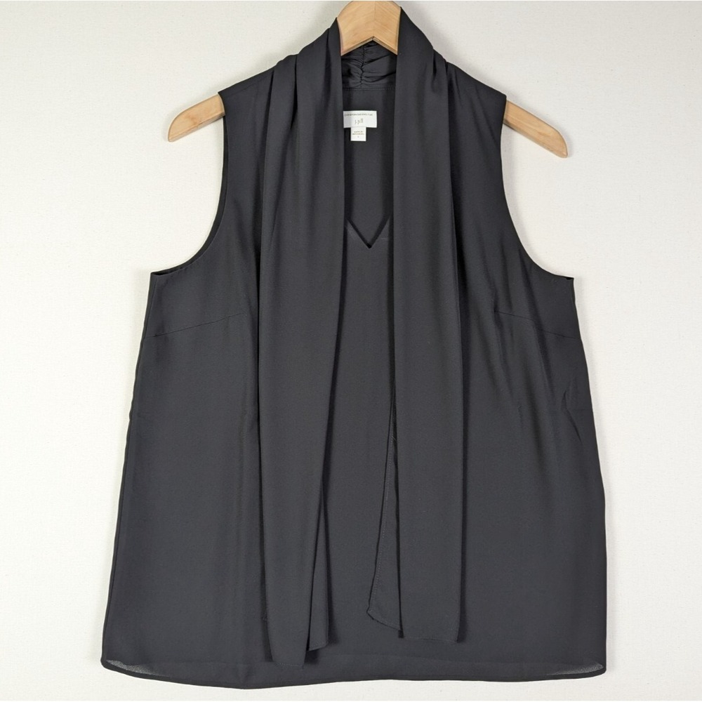 J Jill by Christian Siriano Top Women S Black Lined Sleeveless Tank Bow Blouse